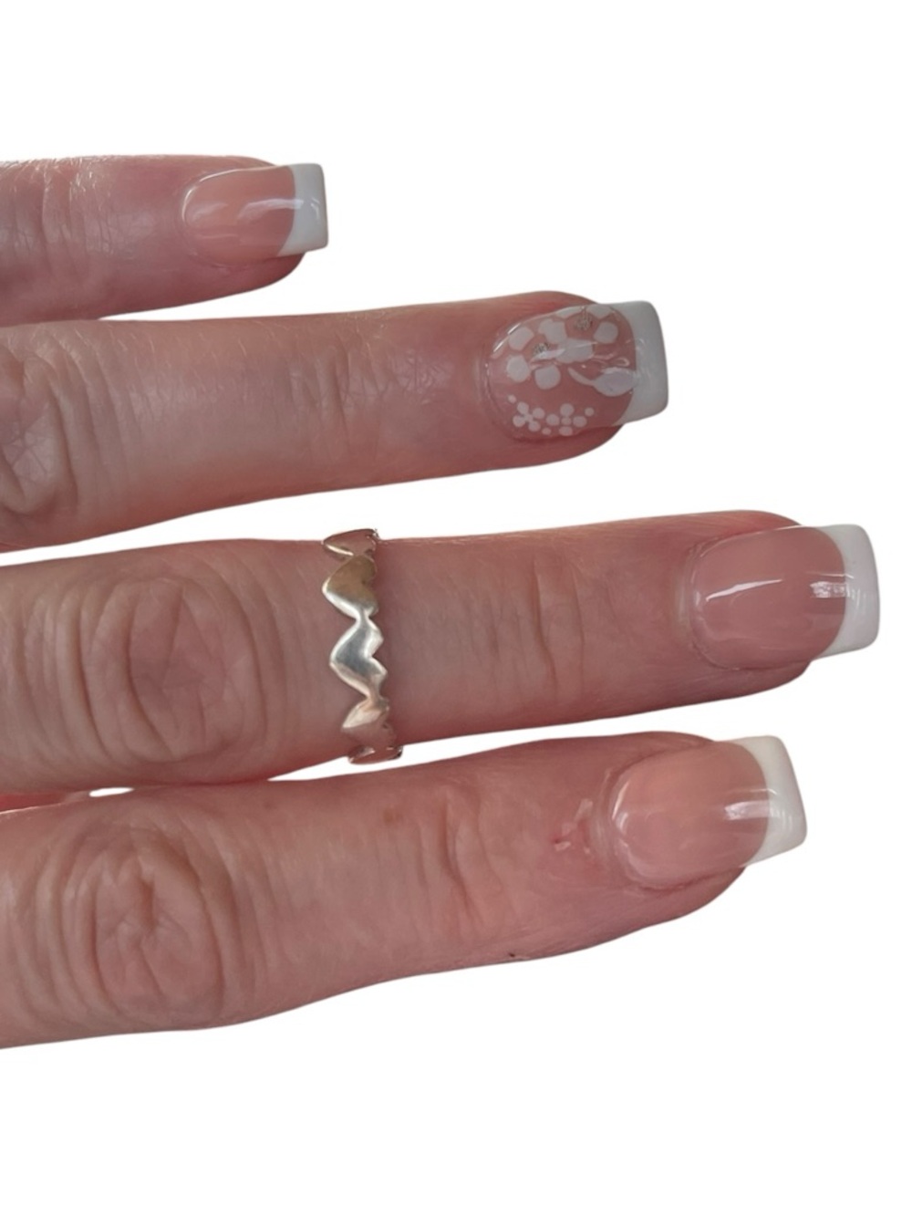 Signed PV 925 Sterling Silver Eternal Hearts Band Ring Size 6.5